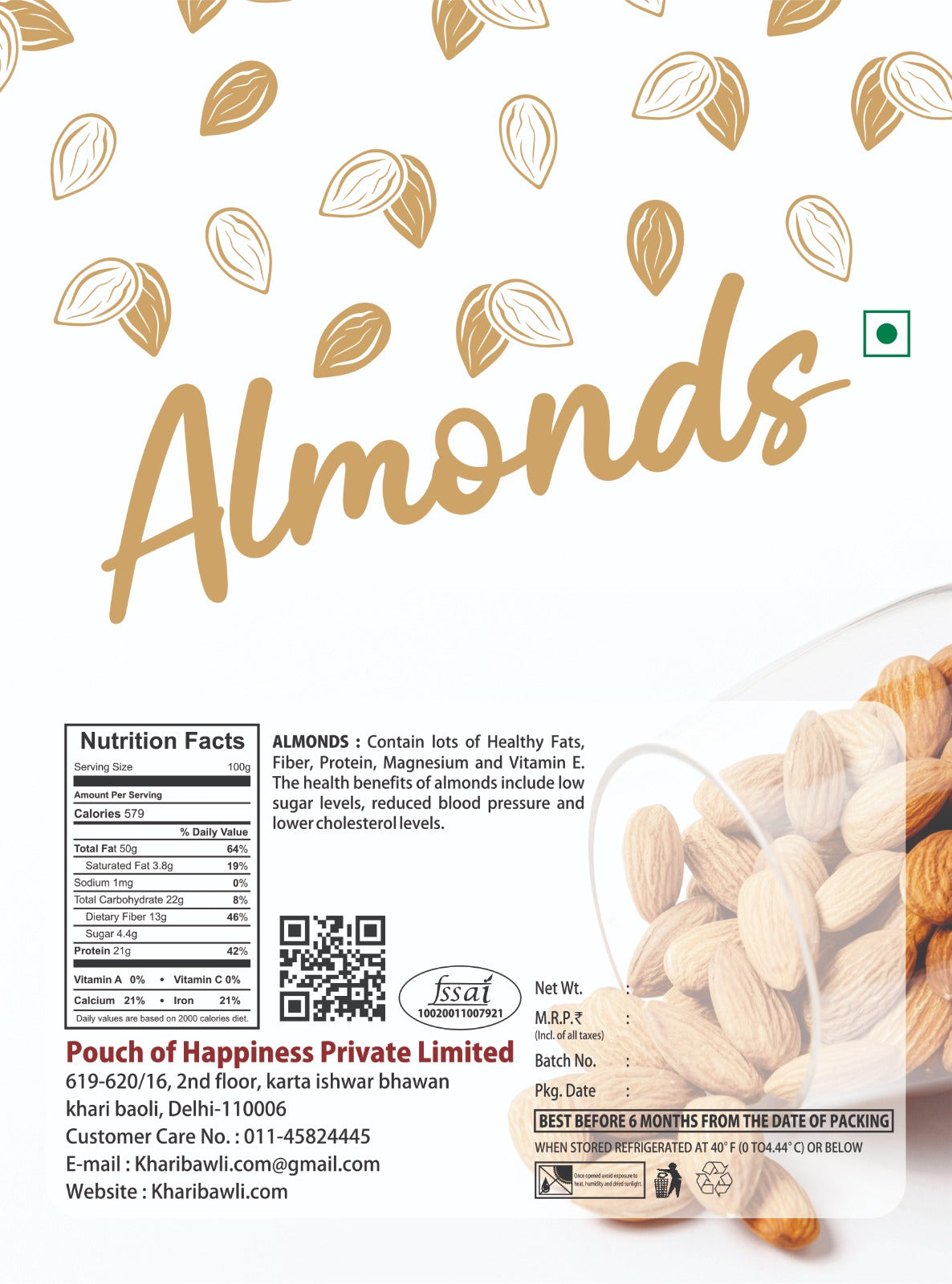 California Almonds Jumbo 500Gms